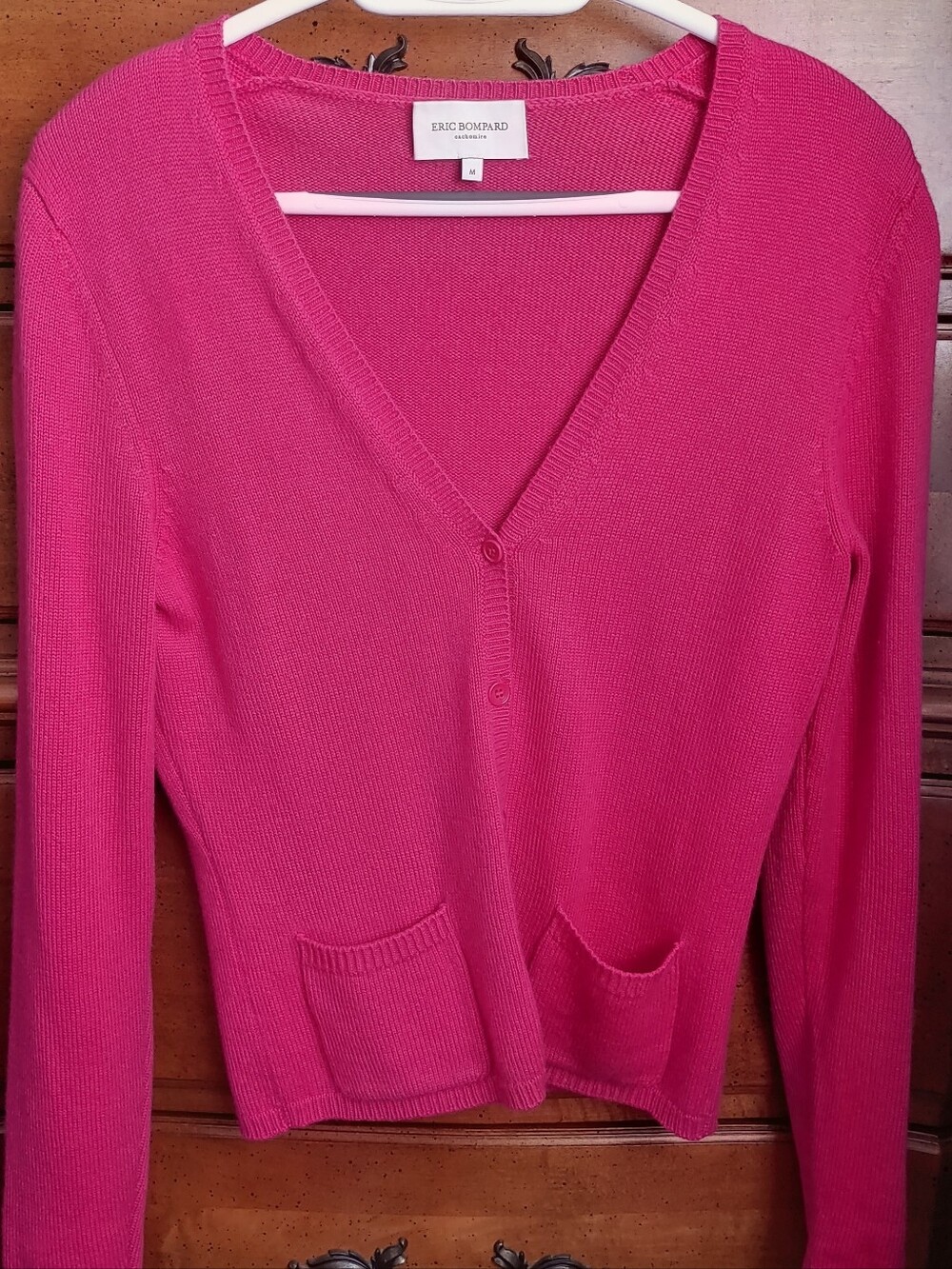 Eric Bompard hot pink cashmwre cardigan, size M